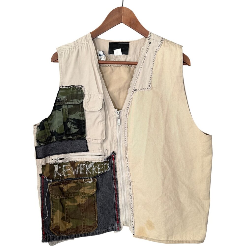 Men's Upcycled Vest Patchwork Grunge Alt Streetwear L